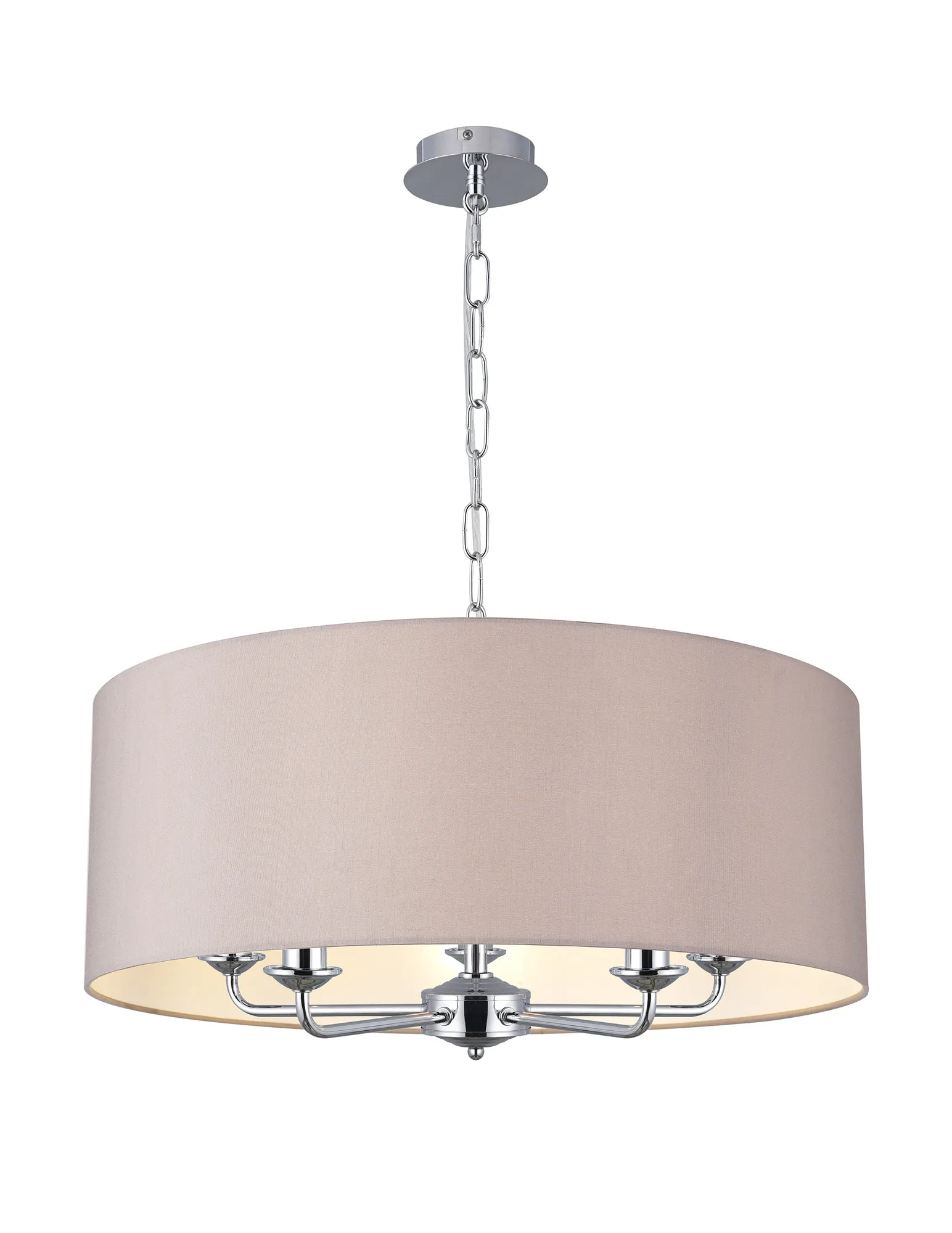 DK0651  Banyan 60cm 5 Light Pendant Polished Chrome; Grey